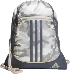 adidas Alliance Sackpack, Drawstring Backpack, Lightweight Small Gym Bag for Women and Men, Camouflage Wonder Beige/Onix Grey/Alumina Beige, One Size
