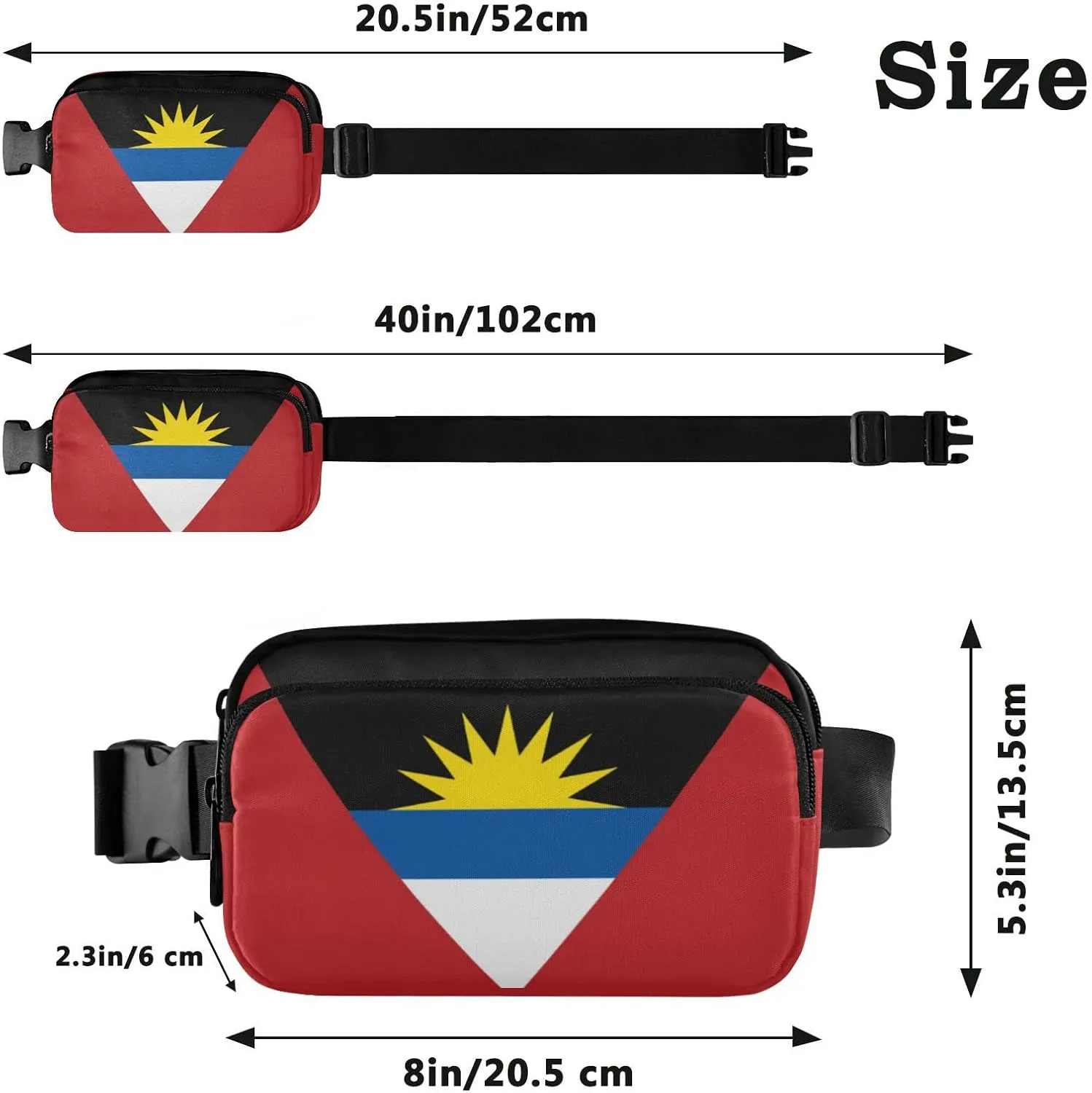 Antigua and Barbuda Flag Fanny Pack for Men Women,Crossbody Waist Bag Pack with Adjustable Strap Mini Belt Bag for Running Cycling