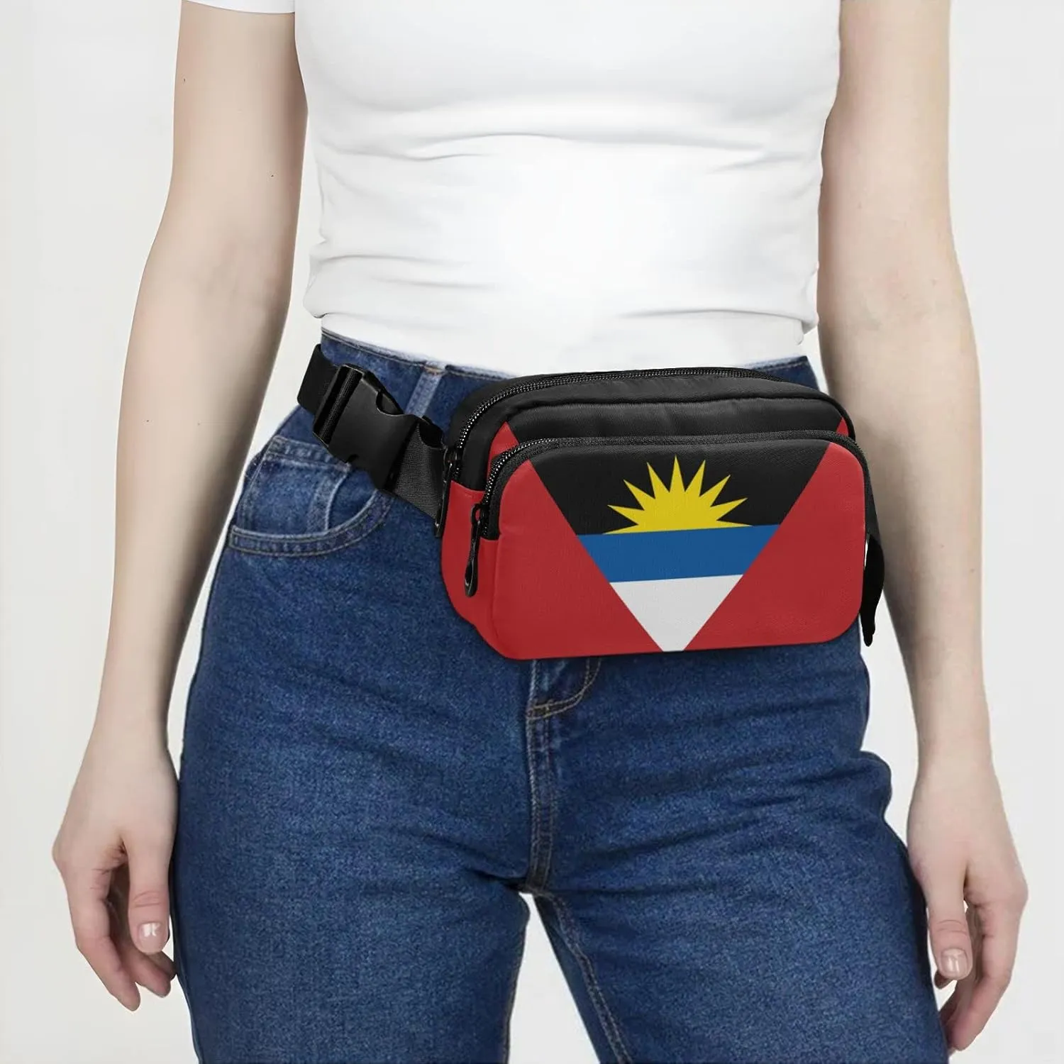 Antigua and Barbuda Flag Fanny Pack for Men Women,Crossbody Waist Bag Pack with Adjustable Strap Mini Belt Bag for Running Cycling