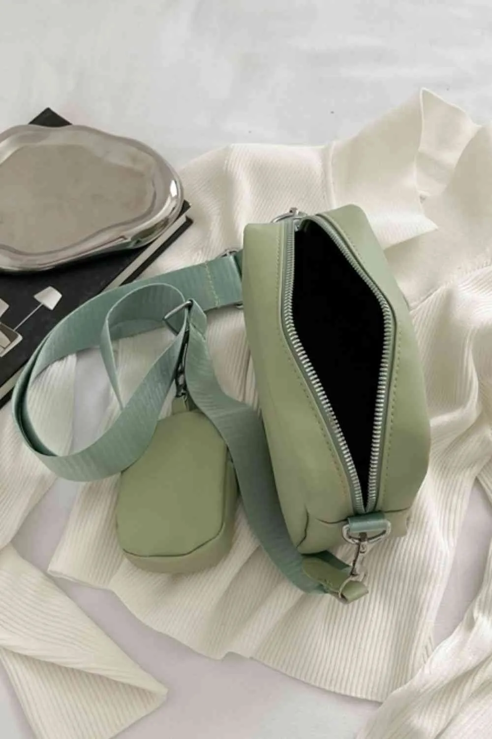 *APP EXCLUSIVE* Faux Leather Shoulder Bag with Small Purse