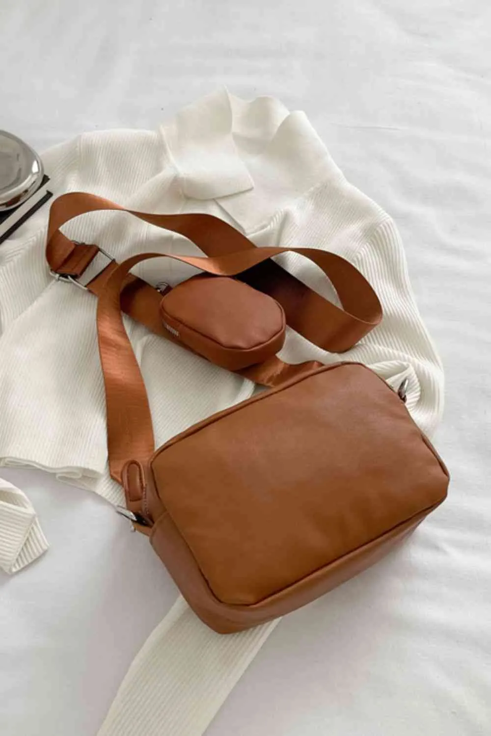 *APP EXCLUSIVE* Faux Leather Shoulder Bag with Small Purse