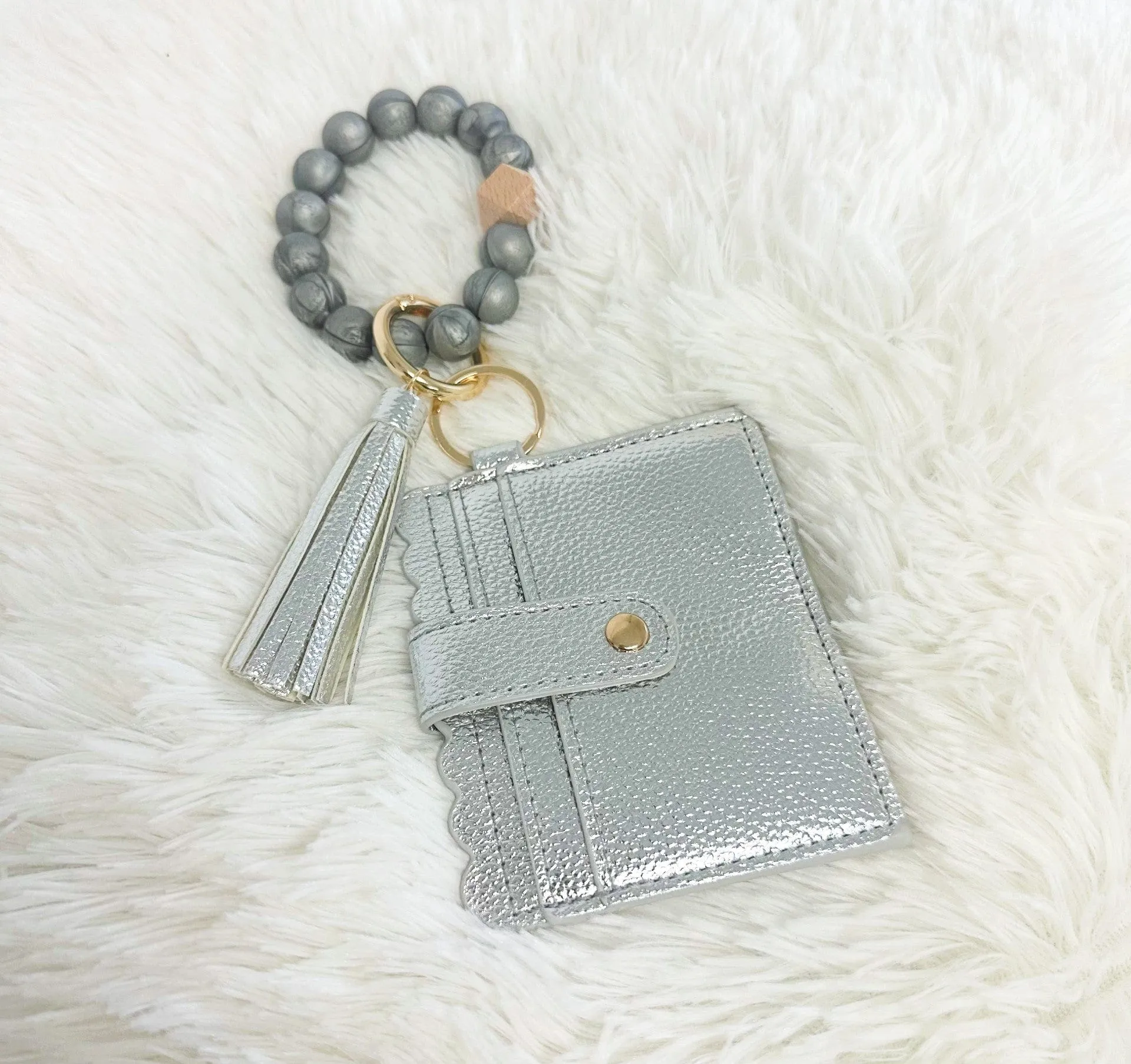 BB139X156 Silicone Beaded Stretch Bracelet Wristlet ID Holder