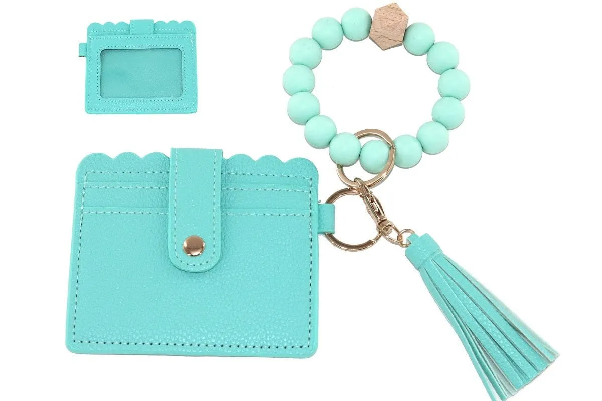 BB139X156 Silicone Beaded Stretch Bracelet Wristlet ID Holder