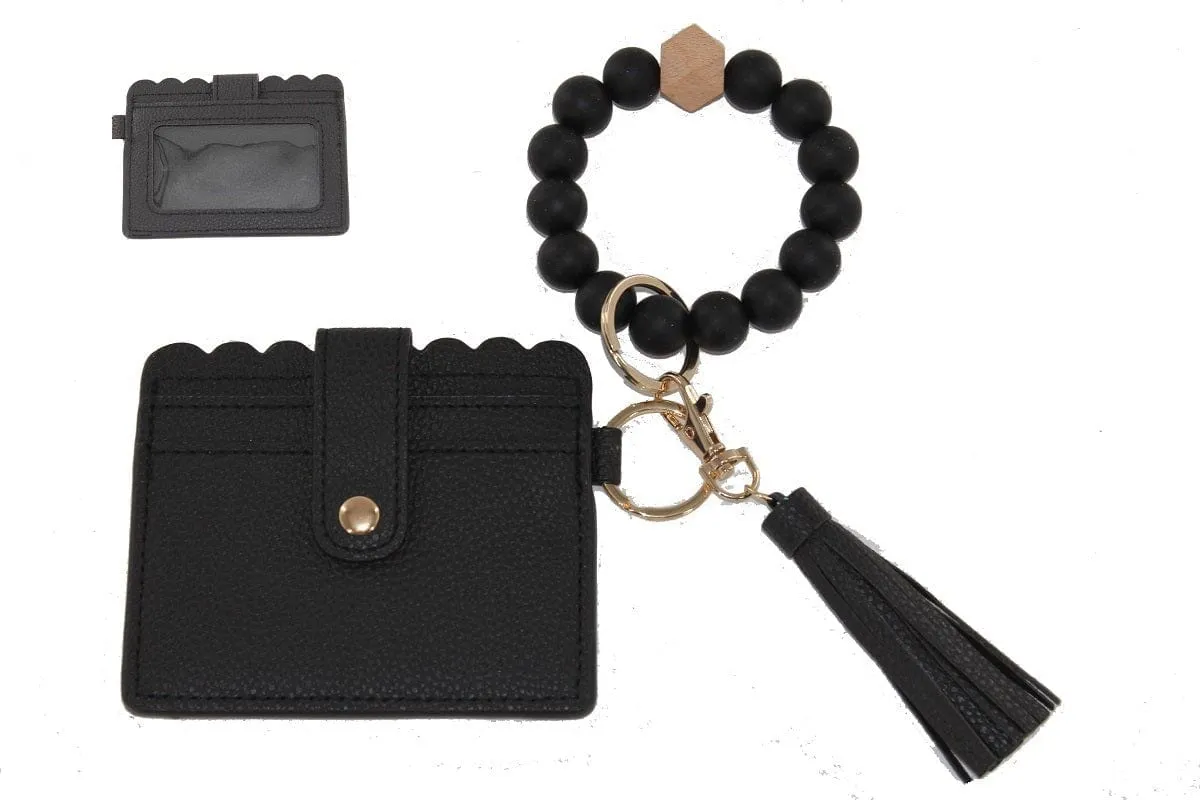 BB139X156 Silicone Beaded Stretch Bracelet Wristlet ID Holder