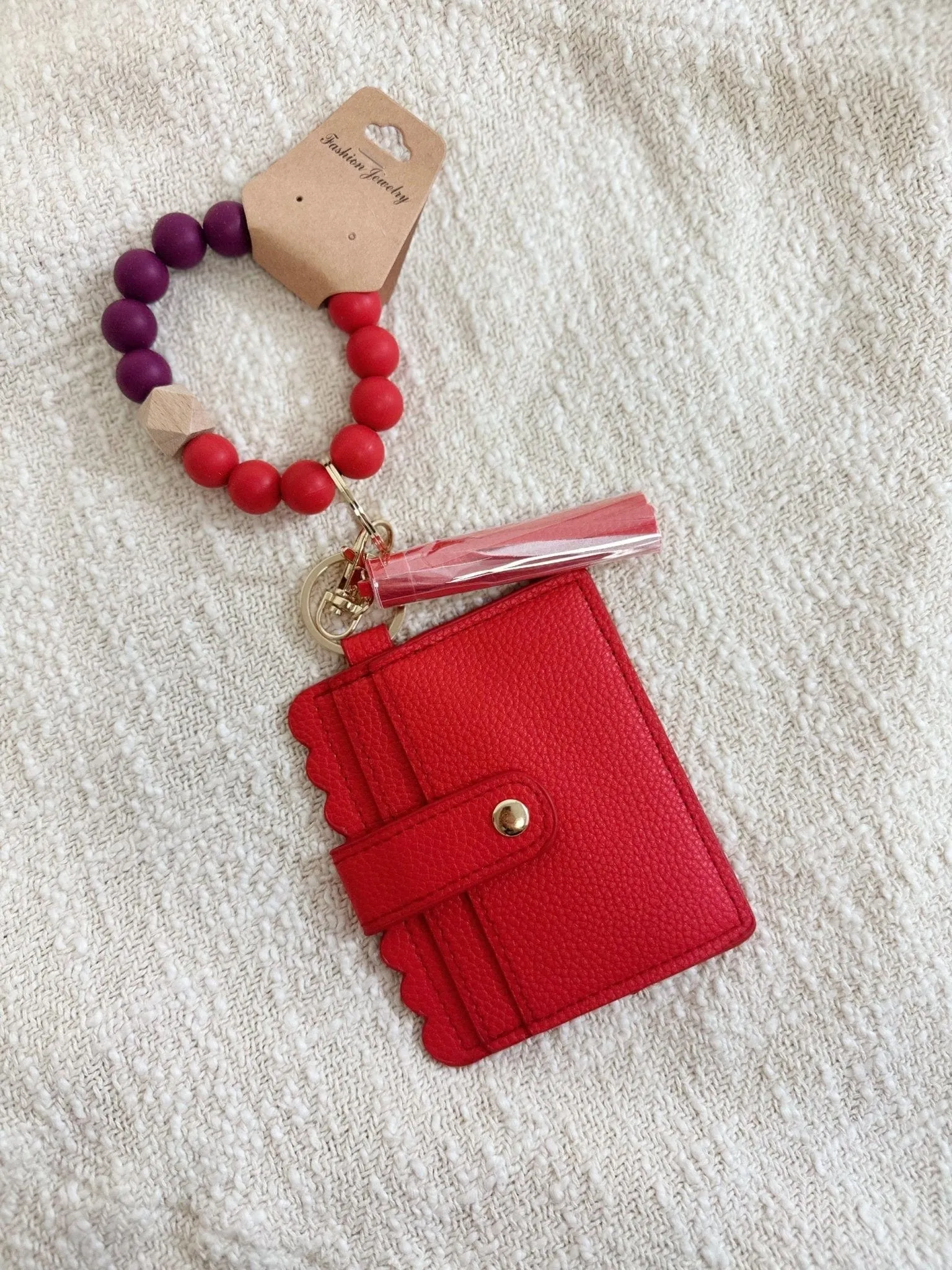 BB139X156 Silicone Beaded Stretch Bracelet Wristlet ID Holder