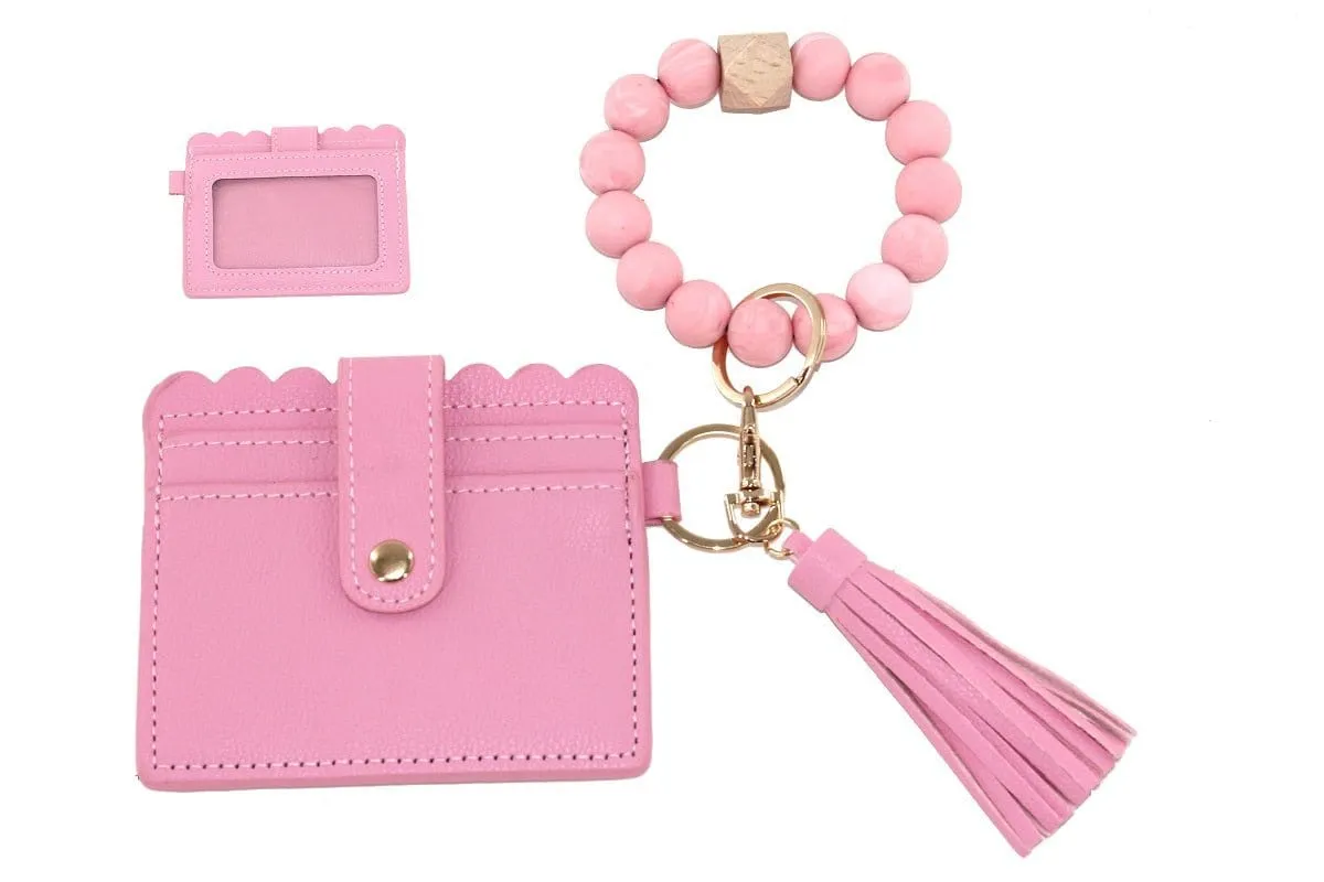 BB139X156 Silicone Beaded Stretch Bracelet Wristlet ID Holder