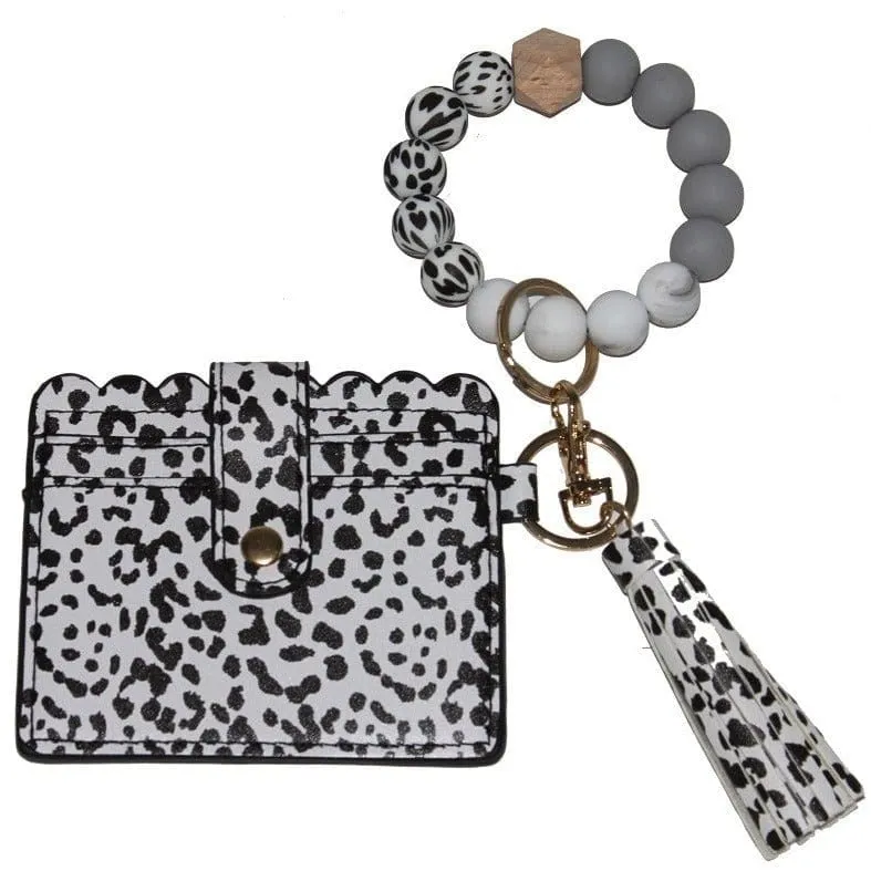 BB139X157 Pattern Silicone Beaded Stretch Bracelet Wristlet ID Holder