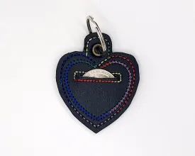 Black (rainbow stitching) Heart Shaped Quarter Keeper - Coin Keeper