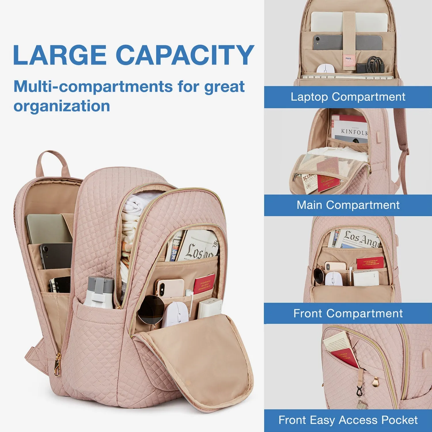 Bonchemin 15.6 inch Laptop Backpacks with USB Charging Port