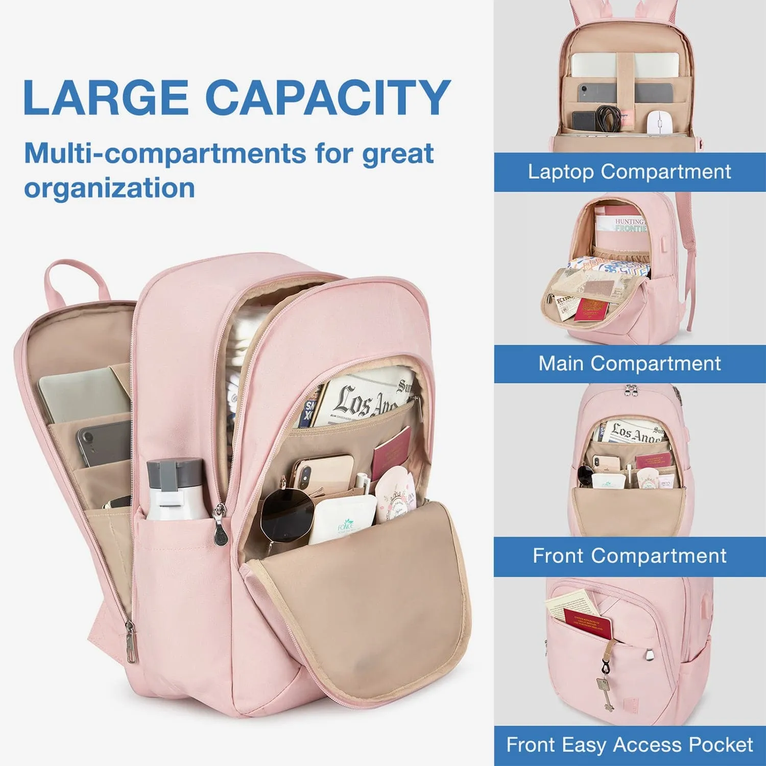 Bonchemin 15.6 inch Laptop Backpacks with USB Charging Port