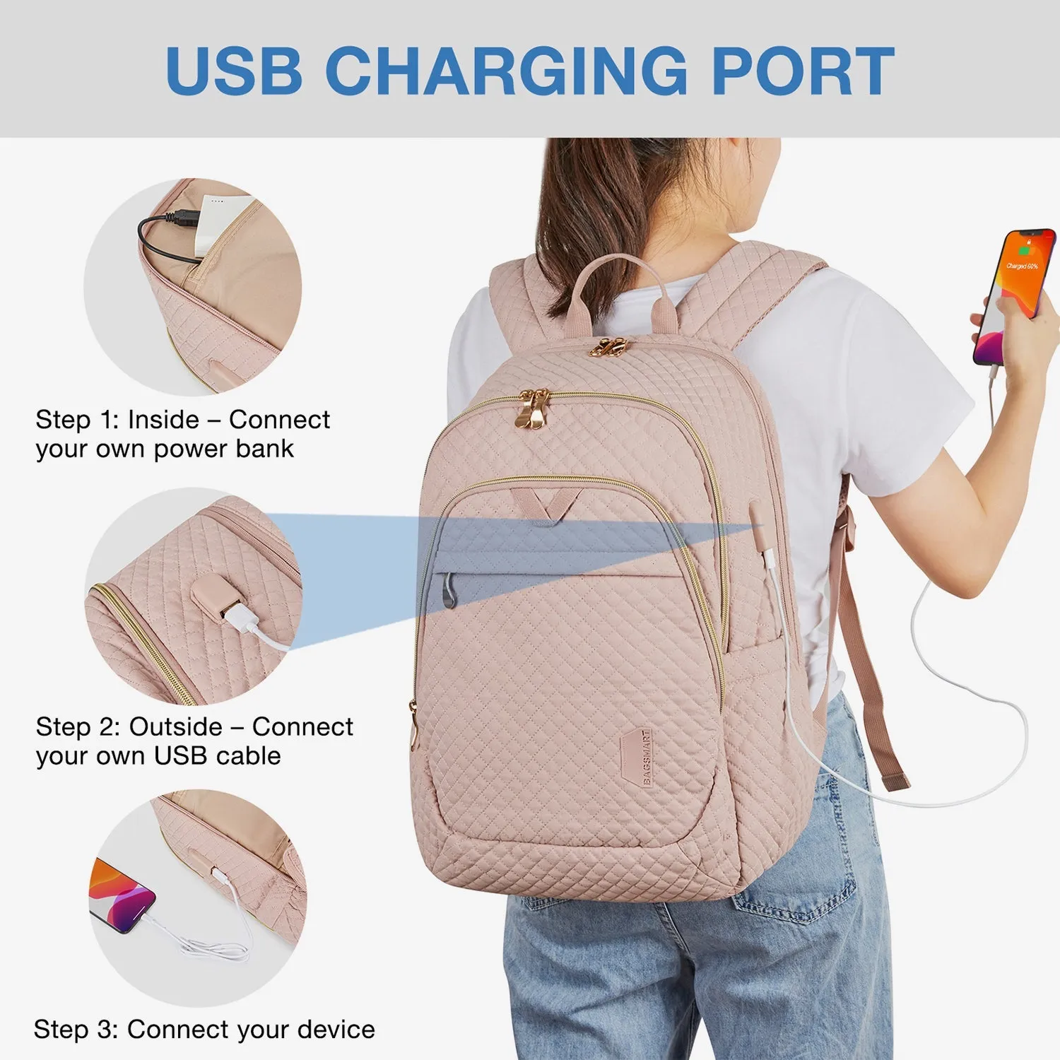 Bonchemin 15.6 inch Laptop Backpacks with USB Charging Port