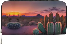 Cactus Desert Sunset Print Casual Clutch Purse Hand Wallet for Women Capacity Wallet Stylish Travel-Friendly
