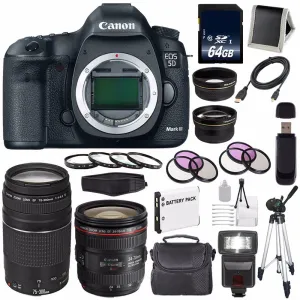 Canon EOD 5D III Digital Camera International Model   Canon EF 24-70mm f/4L is USM Lens   Canon EF 75-300 III Pro Bundle
