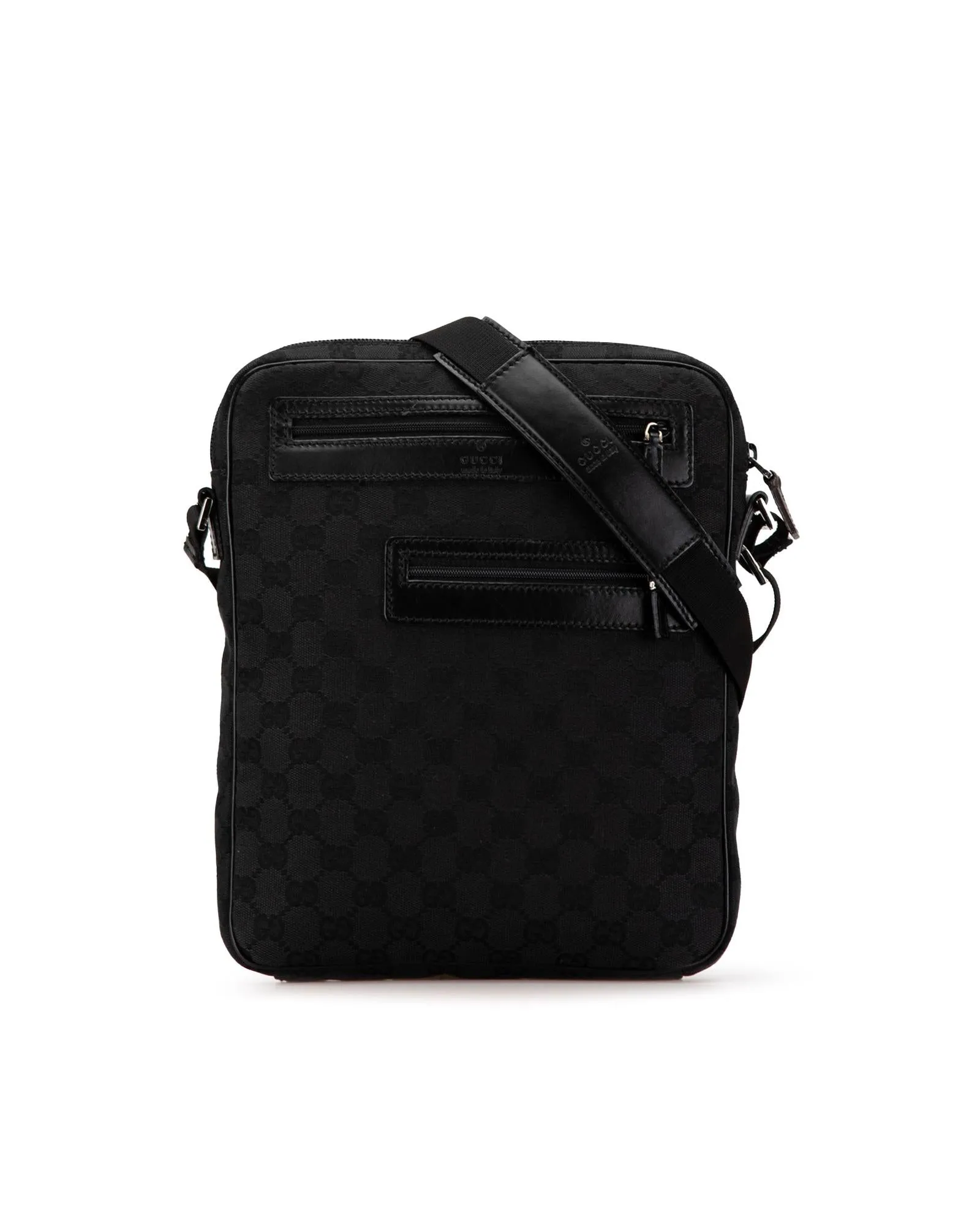 Canvas Crossbody Bag with Leather Trim and Adjustable Strap