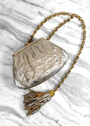 Chanel Vintage Gold Leather Tassel Belt Bag