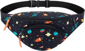Choco Mocha Kids Fanny Pack for Boys, Toddler Belt Bag 2-4 4-6 Kid Waist Bag Outer for Little Boy age 6-9 8-12 Small Hip Pack (Space-Dark)