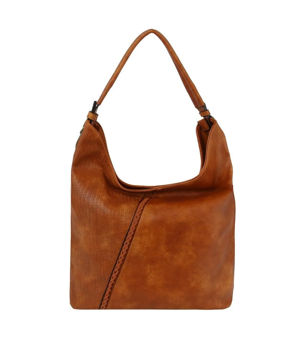 CMS027 Laser Cut Braid Accent Hobo Bag