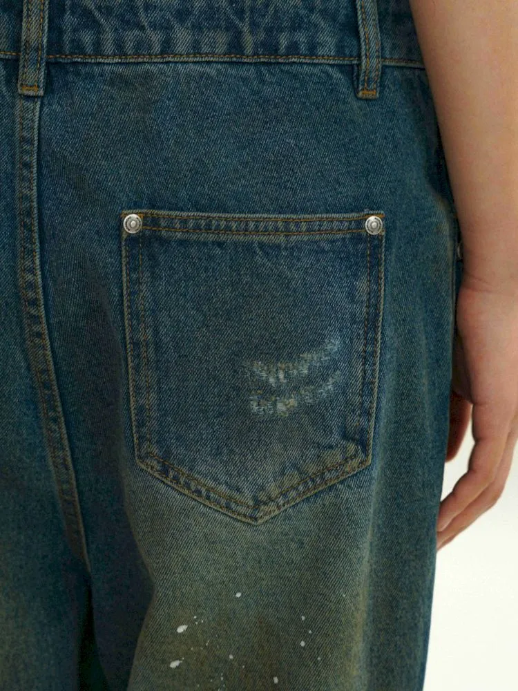 College style pockets backpack jeans【s0000008610】