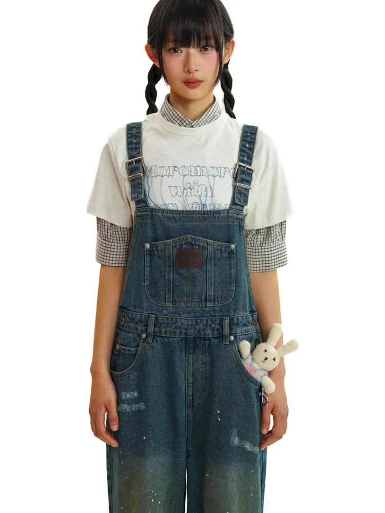College style pockets backpack jeans【s0000008610】