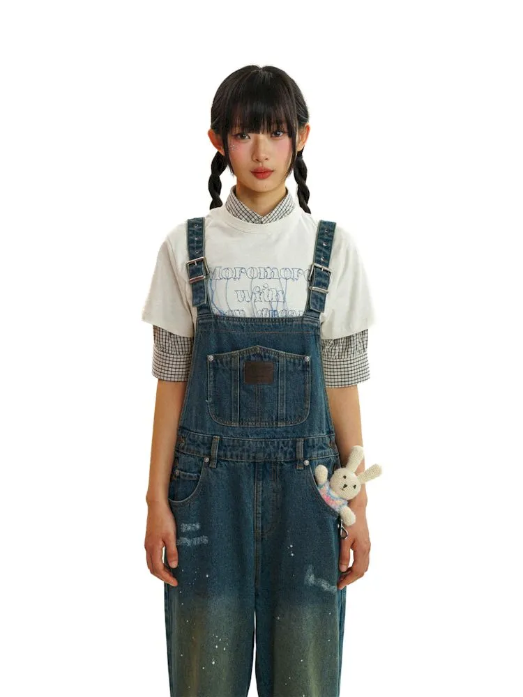 College style pockets backpack jeans【s0000008610】