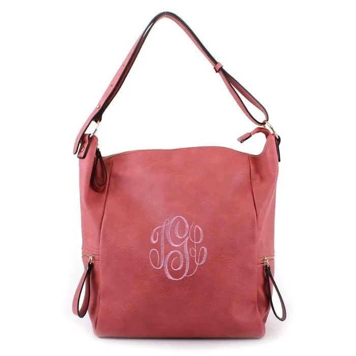 CP1019 Monogrammable Soft Leather Large Hobo Tote
