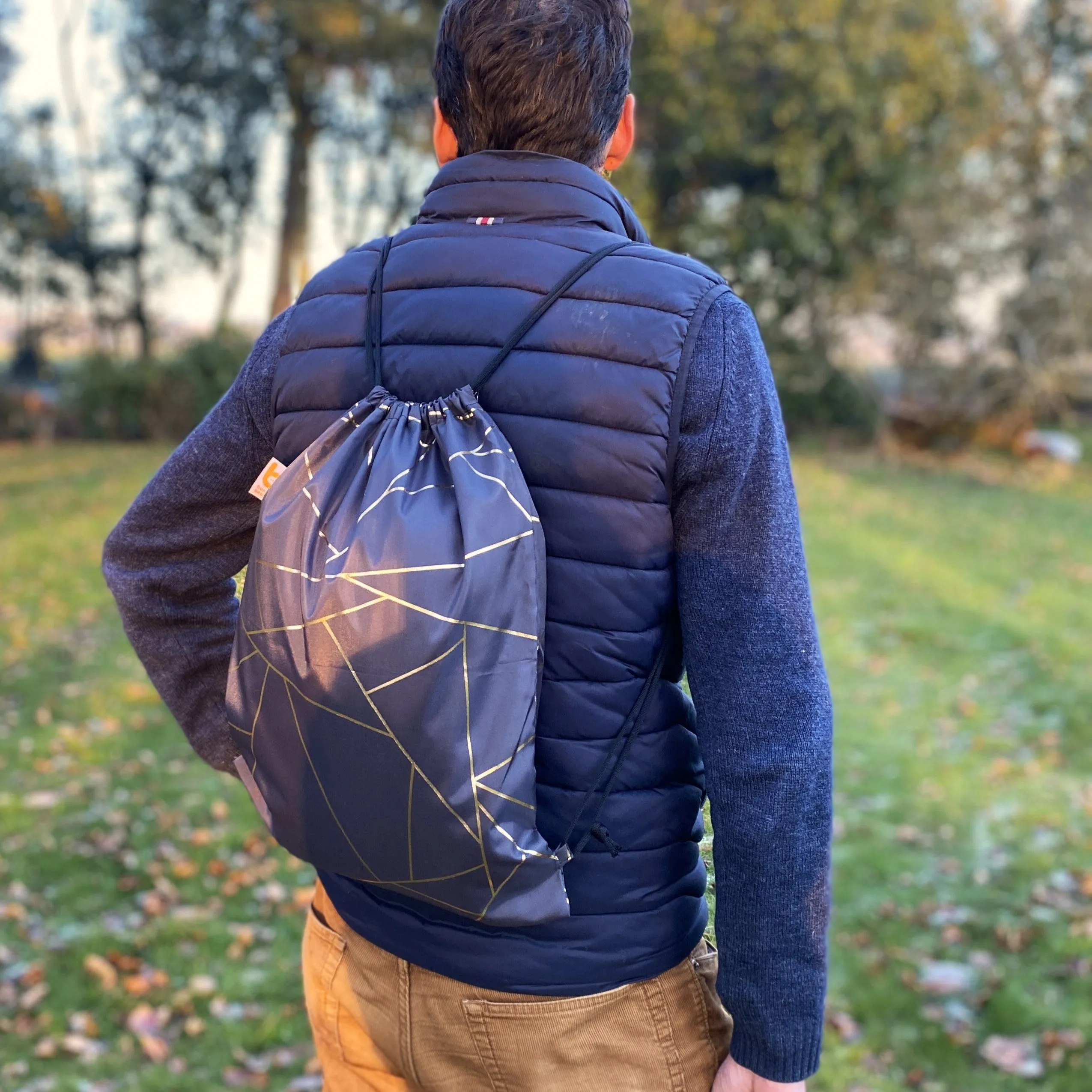 Drawstring Bag - GOLD GEOMETRIC