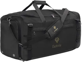Eackrola Extra Large Sports Gym Bag, Travel Duffel bag with Wet Pocket & Shoes Compartment for men women, 85L, Lightweight Black
