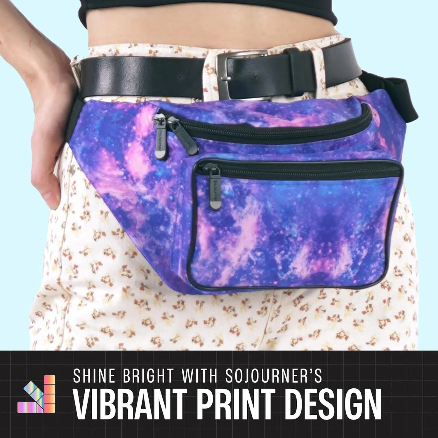 Fanny Pack Belt bag - Crossbody Waist Bag for Men or Women - Hands-Free, Waterproof Large Bumbag for Hiking, Running, and Travel (Galaxy Outer Space)