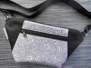 Fanny Pack or Crossbody Bag - Gray Rose Fabric
