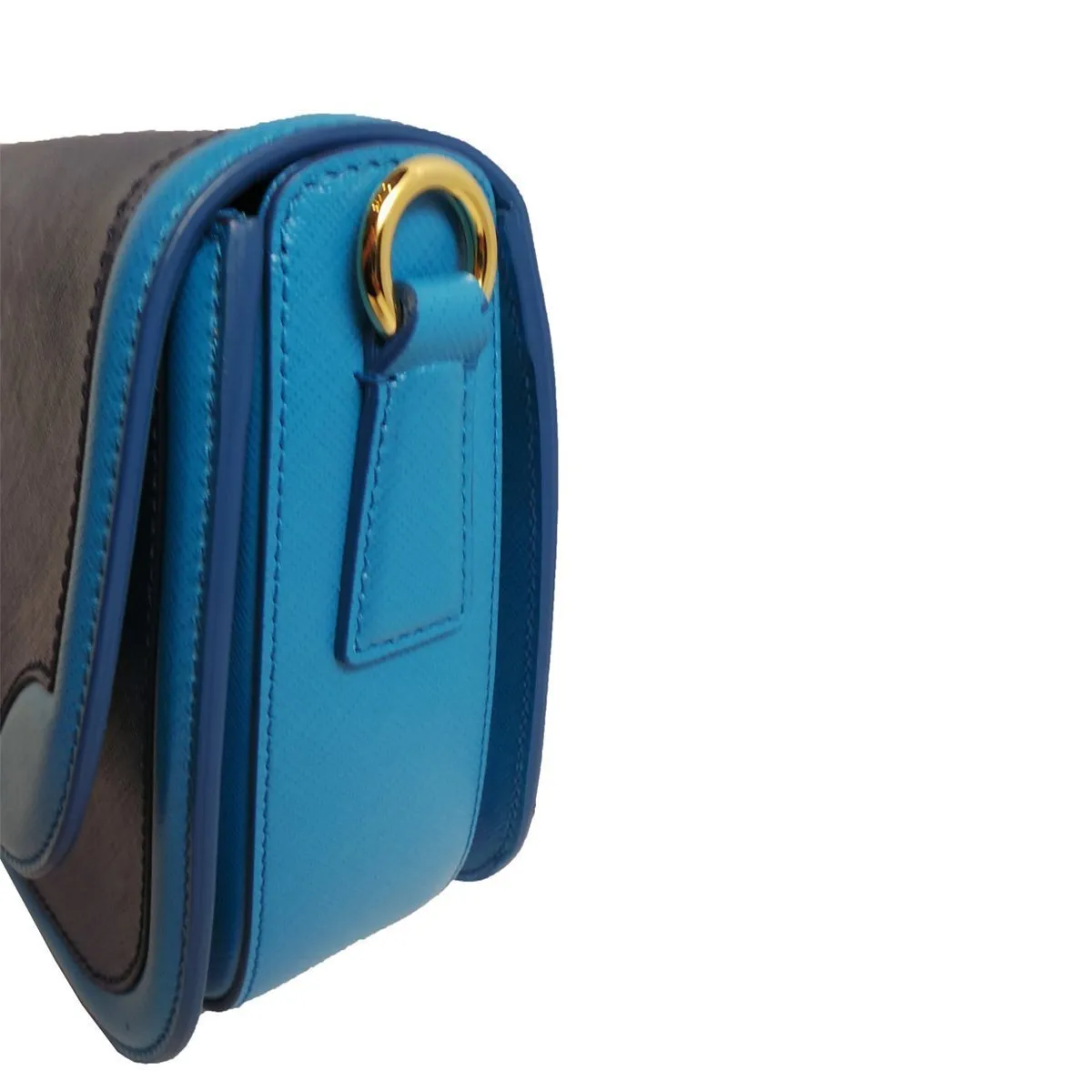 Ferragamo Greta Blue Cross Grain Calf Leather Gancini Crossbody Bag