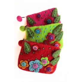 Flowers Felted Wool Coin Purse