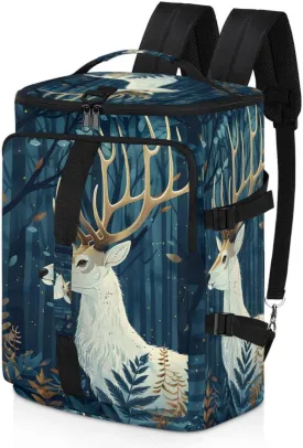 Forest Deer Woodland Travel Backpack Carry On Flight Approved for Women Men, 18.9 Inch Large Wildlife Deer Airline Approved Luggage Weekender Backpacks