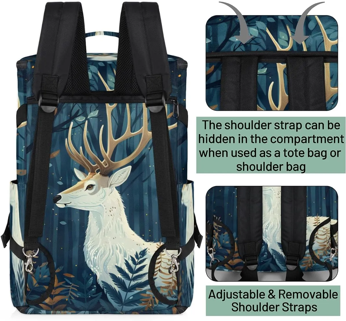 Forest Deer Woodland Travel Backpack Carry On Flight Approved for Women Men, 18.9 Inch Large Wildlife Deer Airline Approved Luggage Weekender Backpacks