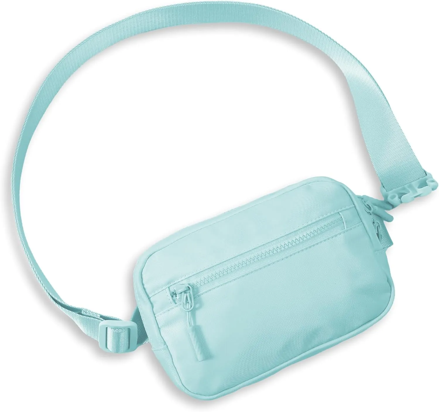 FORZAROCKET Essential Belt Bag w/Long Strap 70" & Front Zip Pocket  Crossbody Bag w/Extended Strap  Fanny Pack for Women Men  Two-Way Zipper Sling Bag  Travel & Plus Size Friendly, Icing Blue
