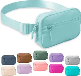 FORZAROCKET Essential Belt Bag w/Long Strap 70" & Front Zip Pocket  Crossbody Bag w/Extended Strap  Fanny Pack for Women Men  Two-Way Zipper Sling Bag  Travel & Plus Size Friendly, Icing Blue