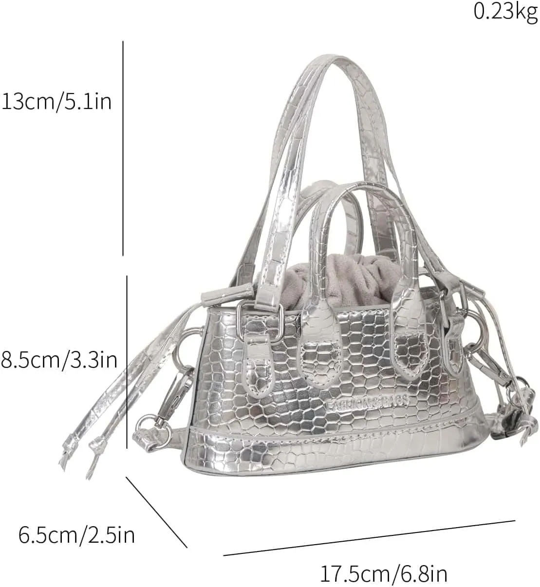 GORGLITTER Women's Mini Purse Crocodile Embossed Crossbody Bags Y2K Clutchs Drawstring Shoulder Bag