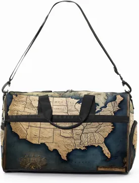 Gym Bag for Women Men, Yoga Bag with Shoe Pocket, Travel Duffel Tote Bag for Plane, Workout, Swimming, Weekend Overnight Bag Carry on Bag Hospital Holdalls, America Map - 30