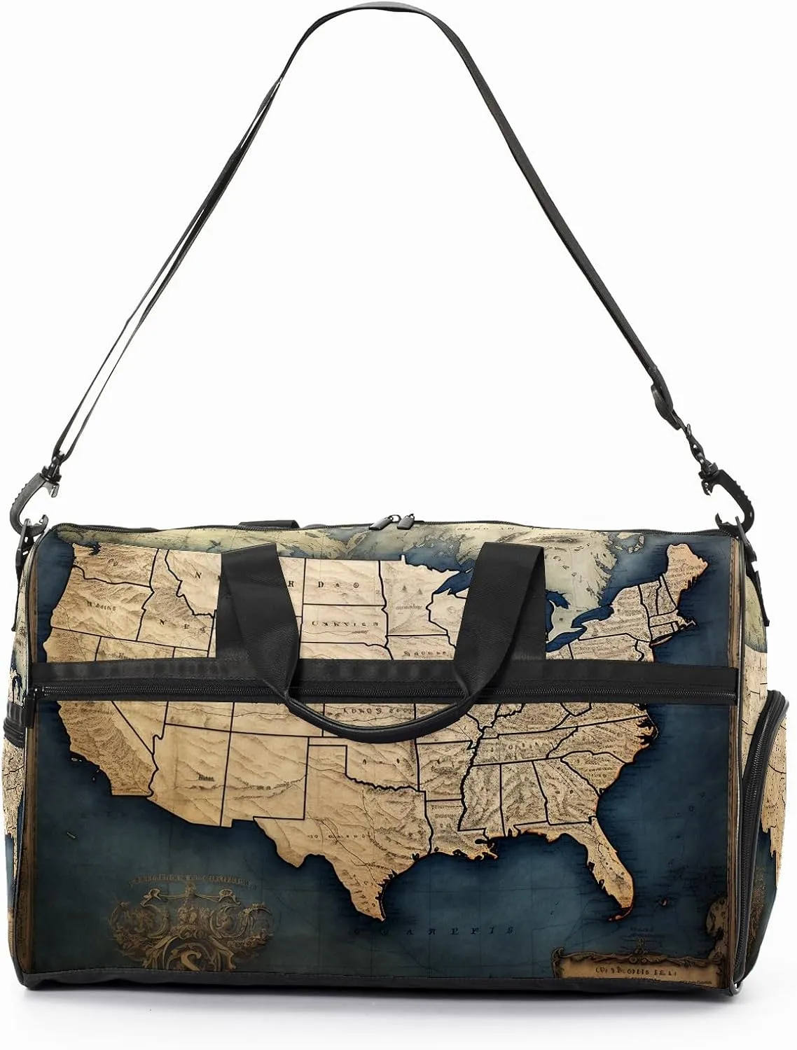 Gym Bag for Women Men, Yoga Bag with Shoe Pocket, Travel Duffel Tote Bag for Plane, Workout, Swimming, Weekend Overnight Bag Carry on Bag Hospital Holdalls, America Map - 30