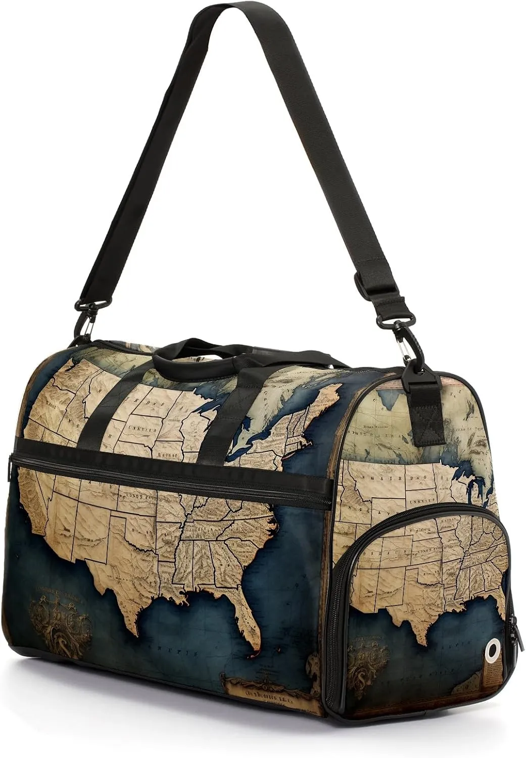 Gym Bag for Women Men, Yoga Bag with Shoe Pocket, Travel Duffel Tote Bag for Plane, Workout, Swimming, Weekend Overnight Bag Carry on Bag Hospital Holdalls, America Map - 30
