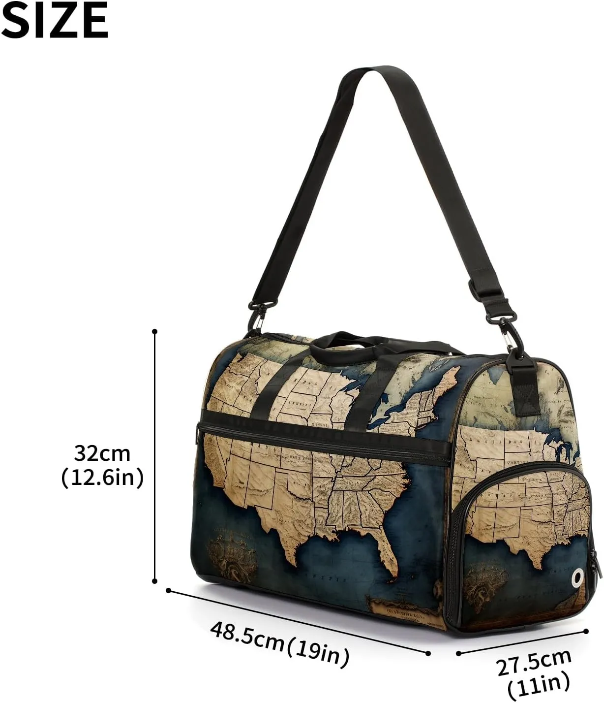 Gym Bag for Women Men, Yoga Bag with Shoe Pocket, Travel Duffel Tote Bag for Plane, Workout, Swimming, Weekend Overnight Bag Carry on Bag Hospital Holdalls, America Map - 30