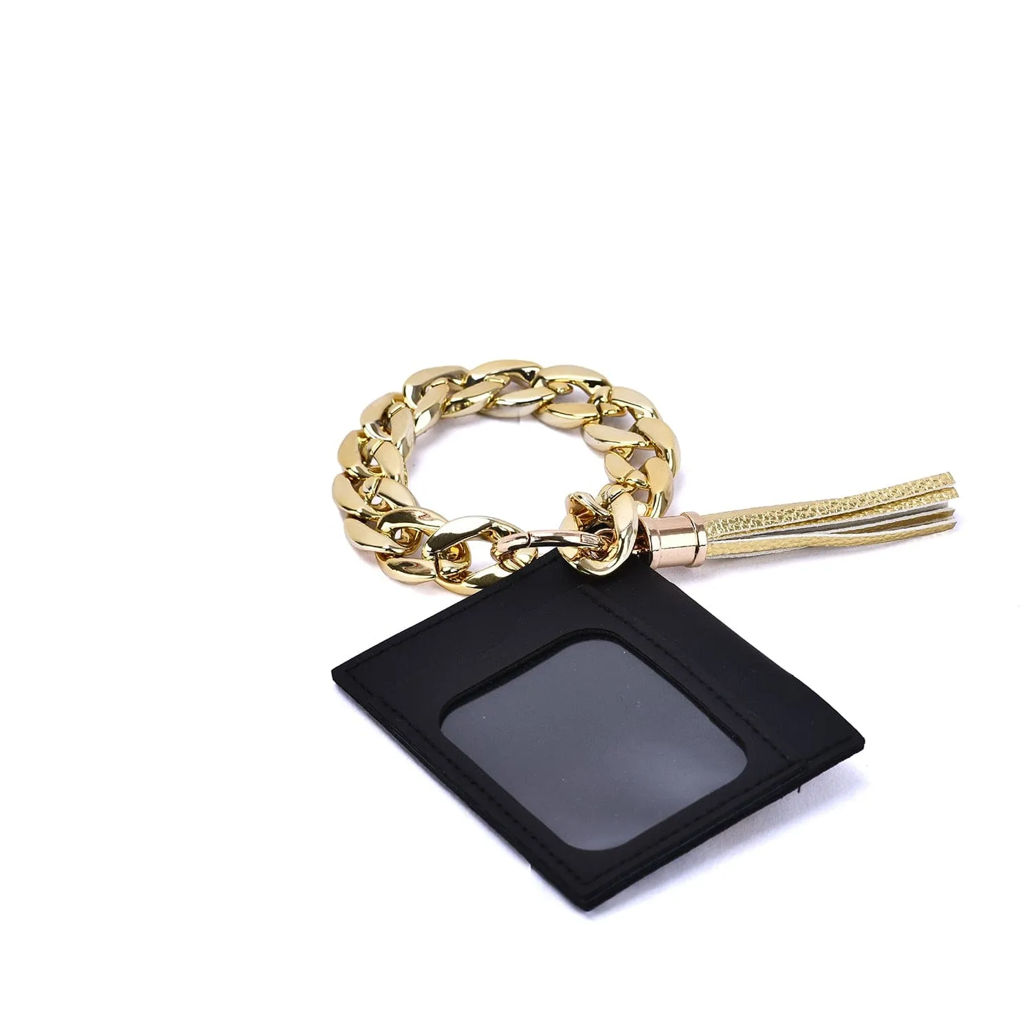 HB23277 Rhinestone Keychain Bracelet Wallet With Chain Bangle