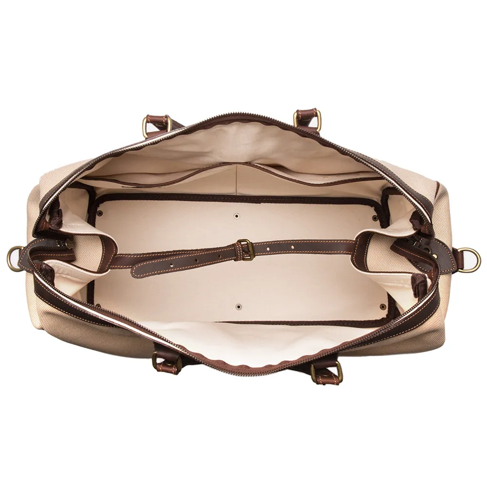 Ivory and Havana Brown Overnight Bag