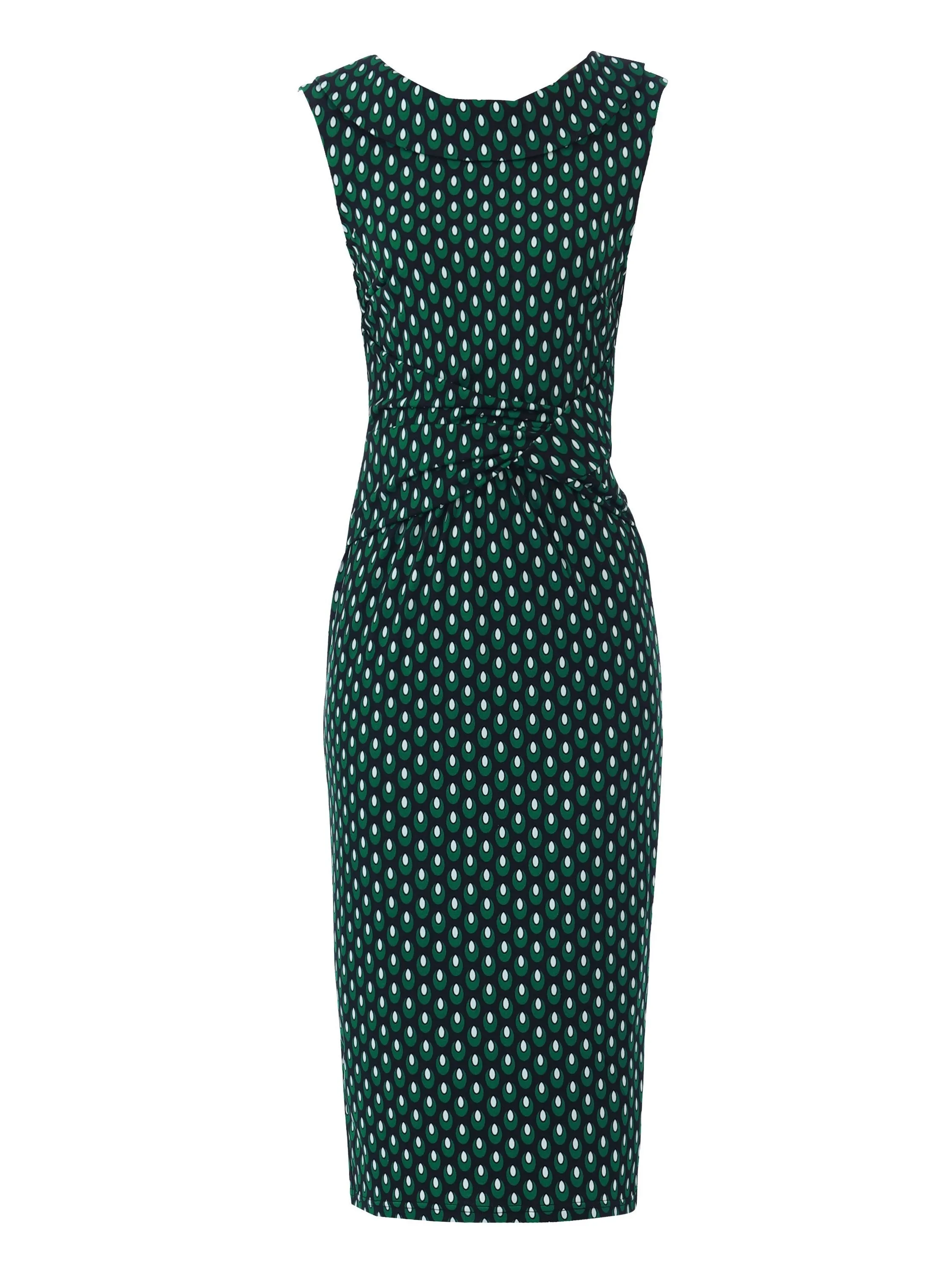 Jolie Moi Roll Collar Sleeveless Shift Dress, Green Geo