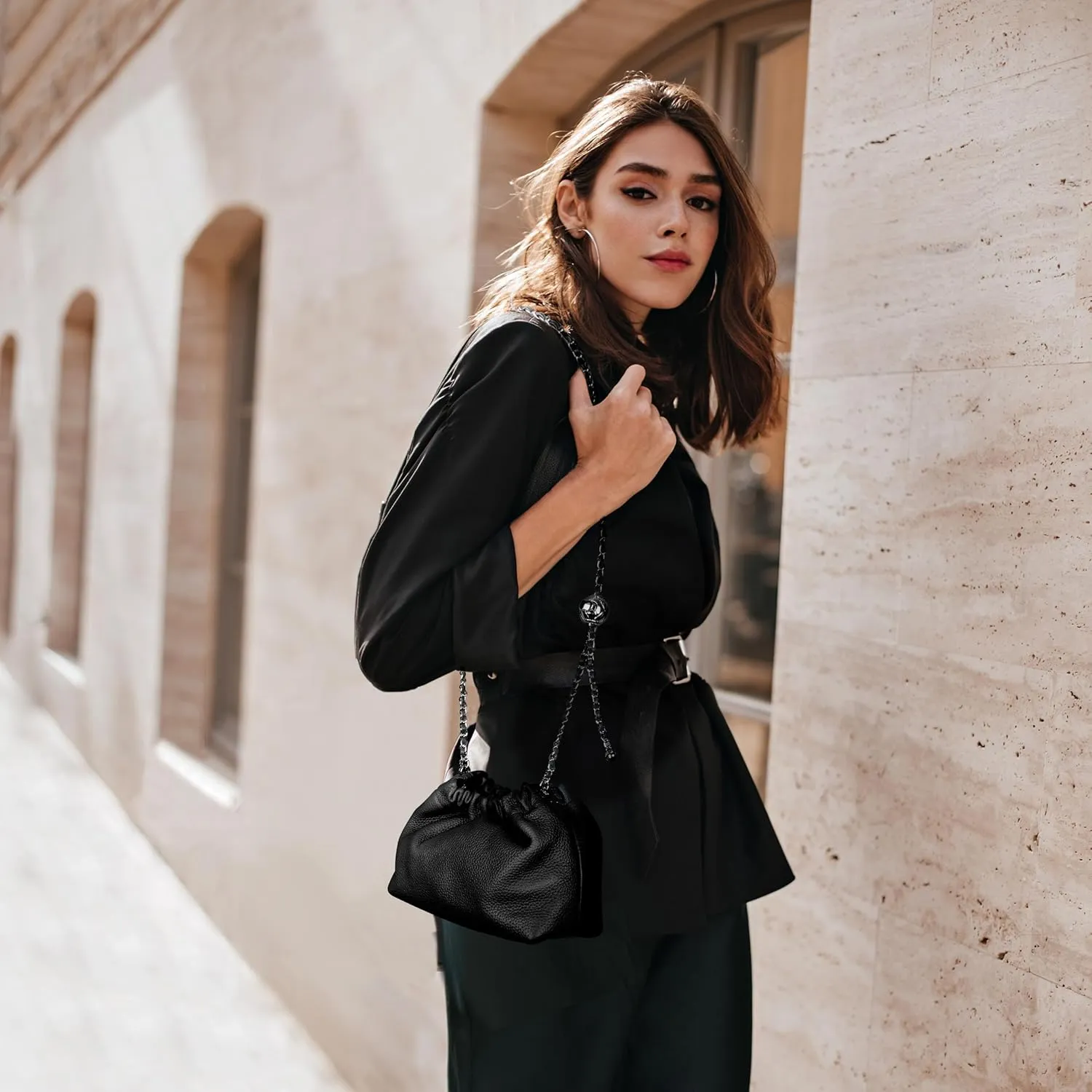 Joryin Trendy Dumpling Women's Crossbody Bag - Evening Clutch Vegan & Genuine Leather Hobo Cloud Purse