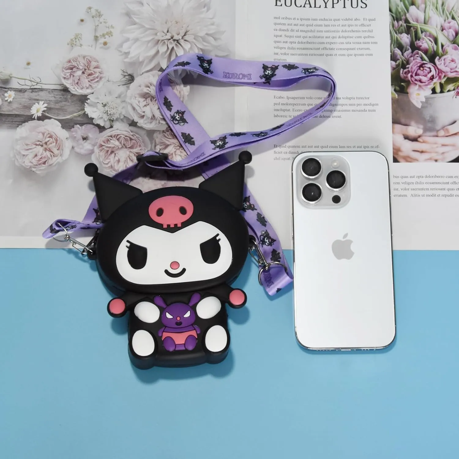 Kitty Crossbody Bag with Adjustable Shoulder Strap, Handbag with Zipper Cute Mini Anime Kitty Coin Wallet Purse