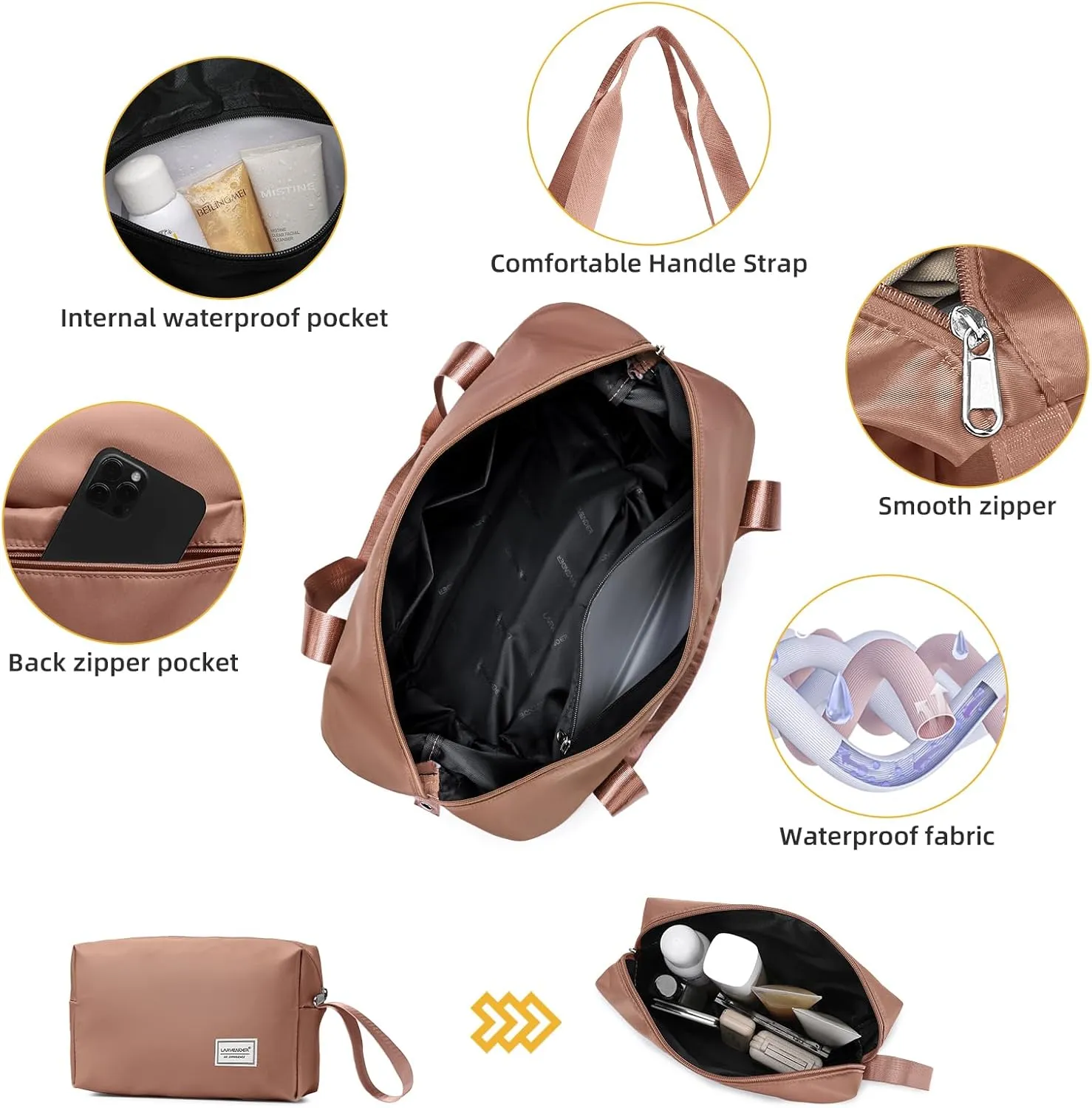LARVENDER Carry On Luggage 22x14x9 Airline Approved, 20 Inch Hardshell & Lightweight PP Carry On Suitcase for Women with Spinner Wheels TSA Lock, Mocha