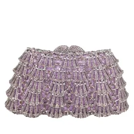 Light Purple Crystal Clutch Evening Bag Party Purse