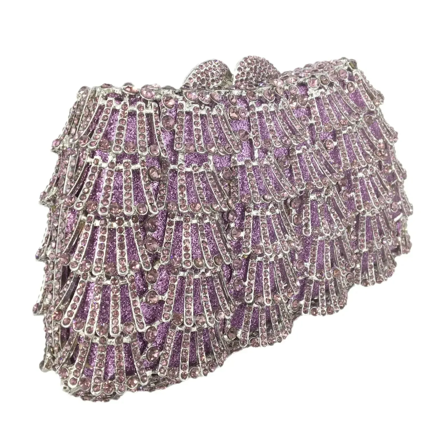 Light Purple Crystal Clutch Evening Bag Party Purse