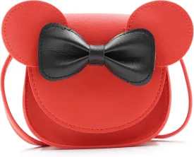 Little Mouse Ear Bow Crossbody Purse,PU Shoulder Handbag for Kids Girls Toddlers