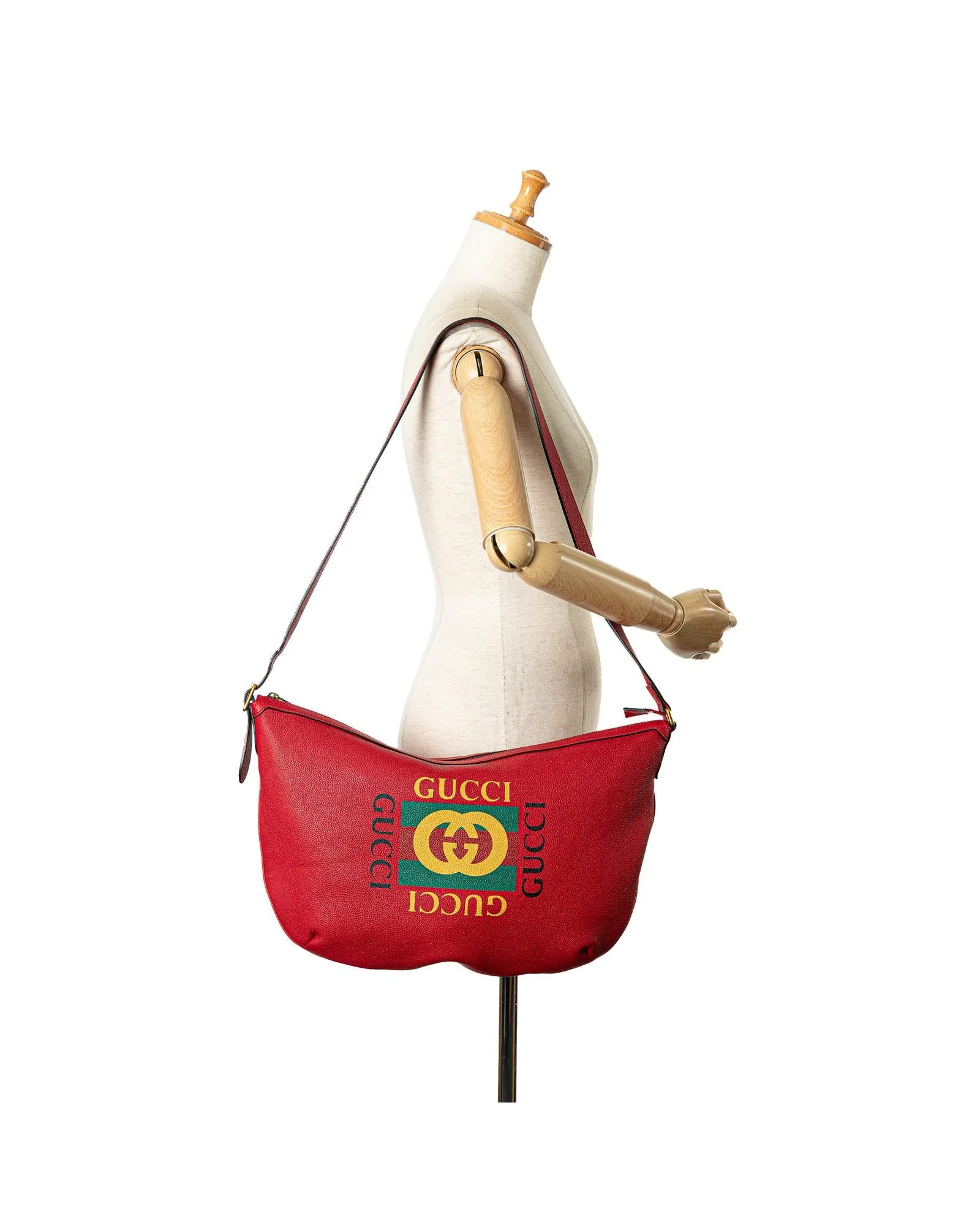 Logo Half Moon Hobo Bag with Leather Strap and Interior Zip Pocket